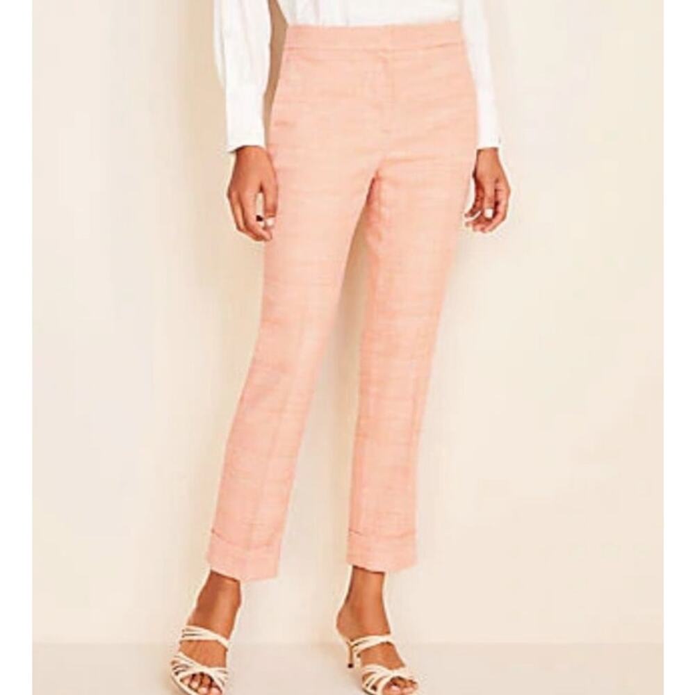 Ann Taylor Light Peach Cropped Straight-Leg Pants